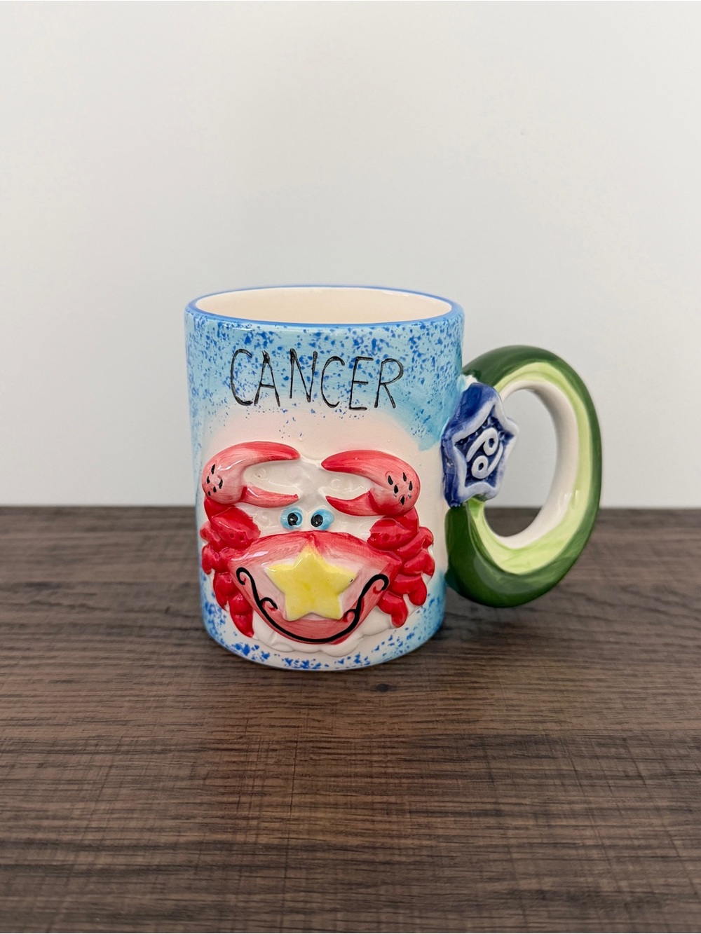 Cancer Zodiac Speckled 3D Crab Ceramic Coffee Mug Cup Whimsical Eclectic Funky